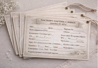 Паспорт партии сливок