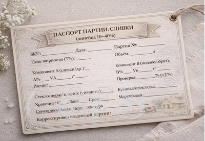 Паспорт партии сливок