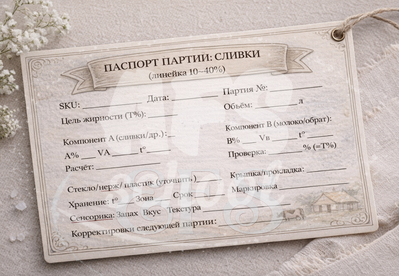 Паспорт партии сливок